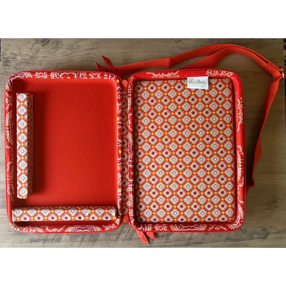 Vera Bradley Bohemian Quilted Tablet Laptop Case Paprika Crossbody Hardshell - Picture 2 of 8